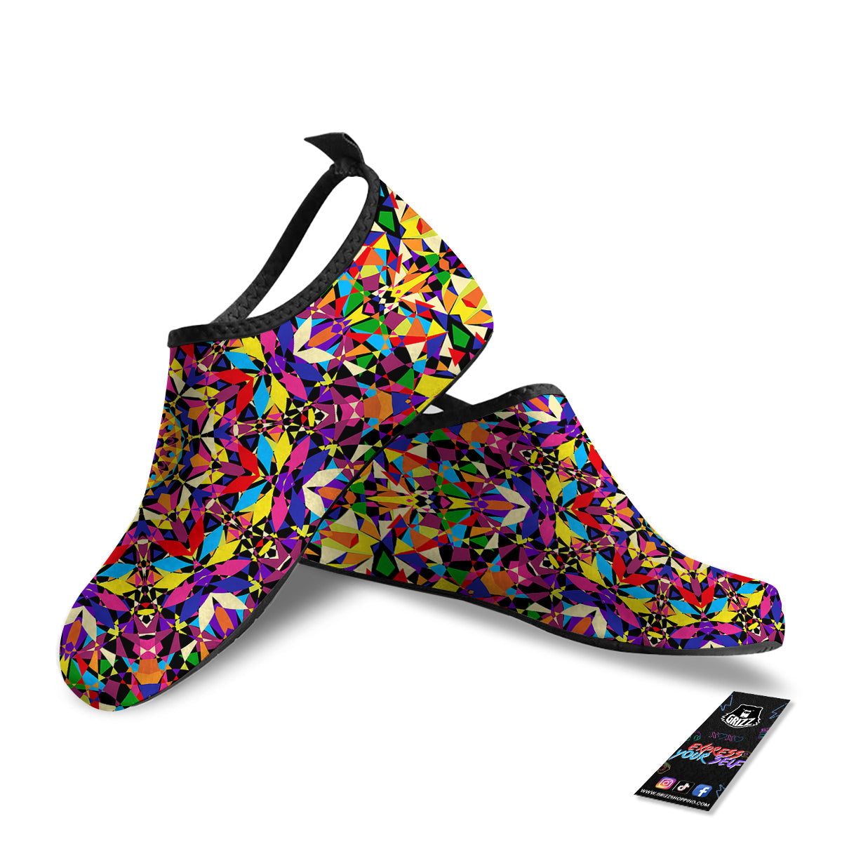 Kaleidoscope Colorful Print Water Shoes-grizzshop