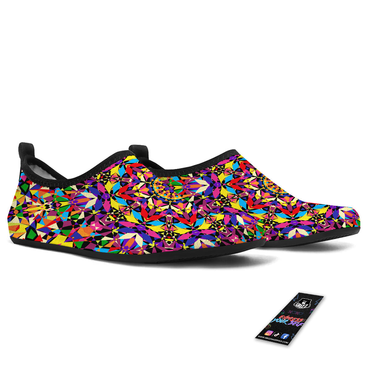 Kaleidoscope Colorful Print Water Shoes-grizzshop