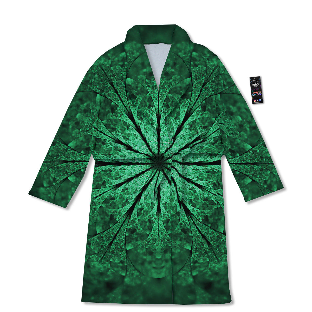 Kaleidoscope Dark Green Print Bathrobe-grizzshop