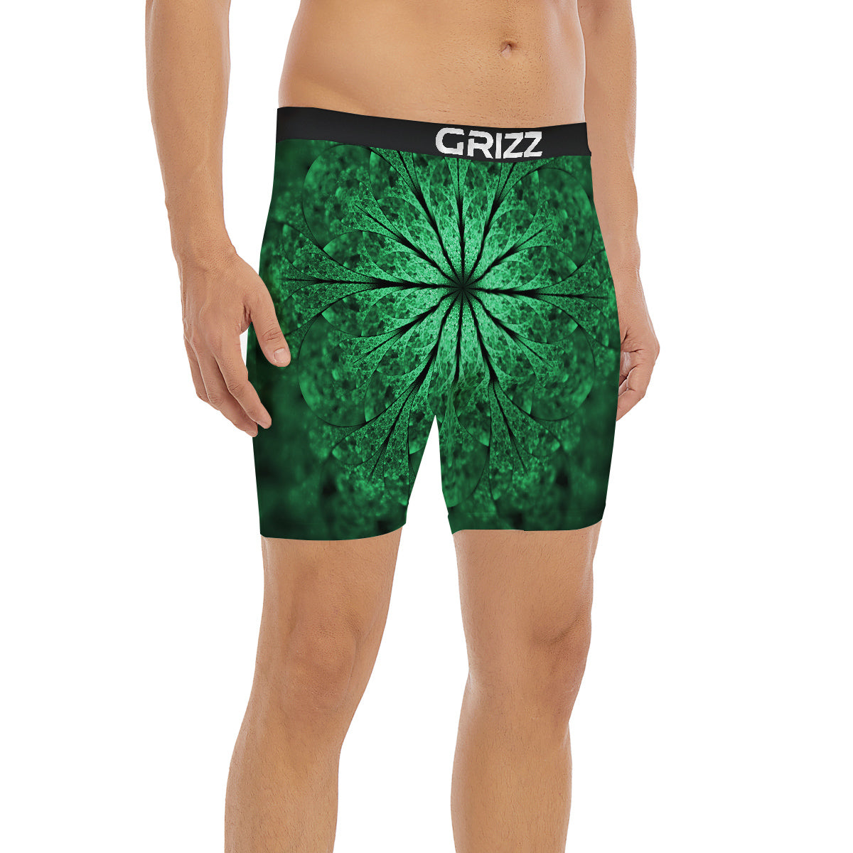 Kaleidoscope Dark Green Print Boxer Briefs-grizzshop