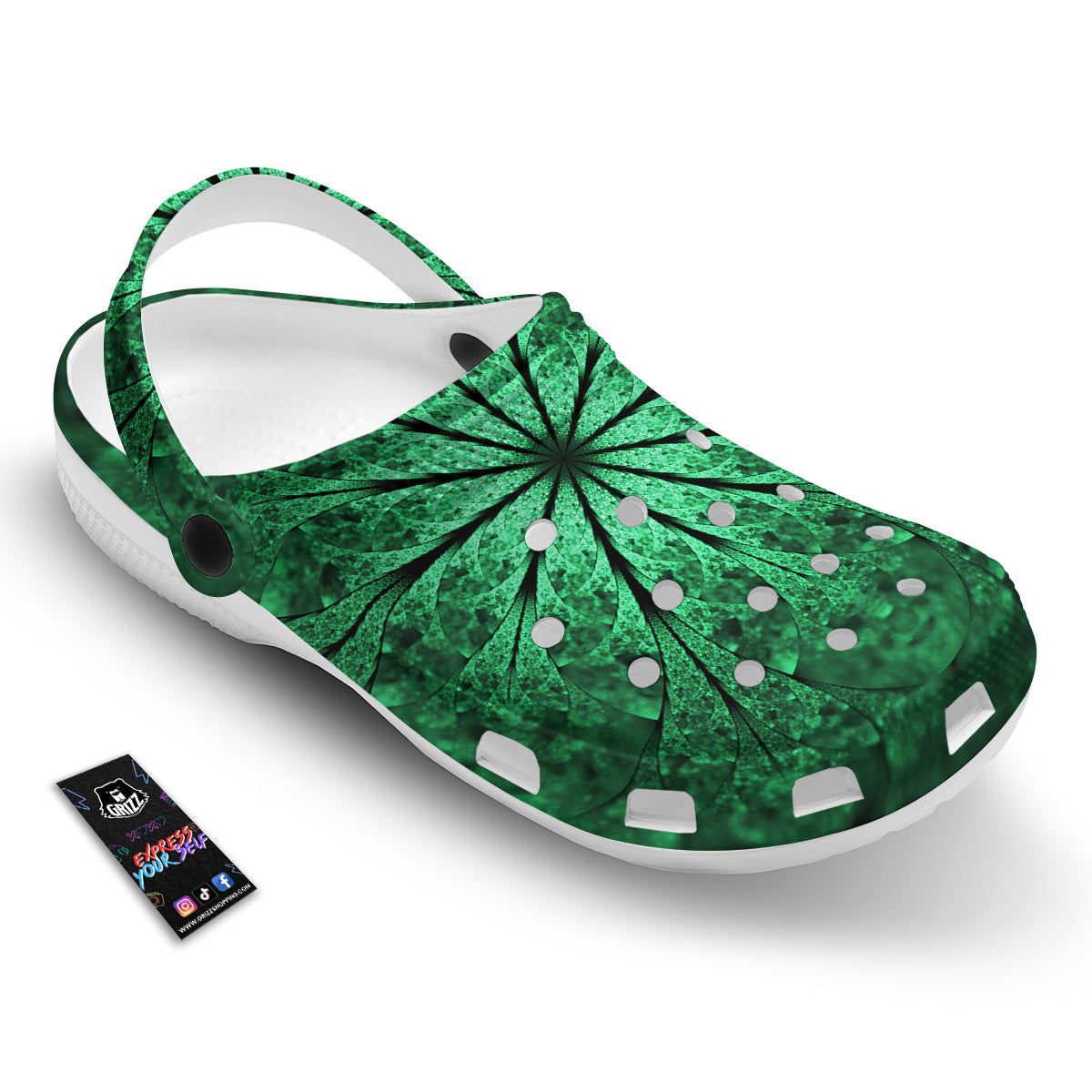 Kaleidoscope Dark Green Print Clog-grizzshop