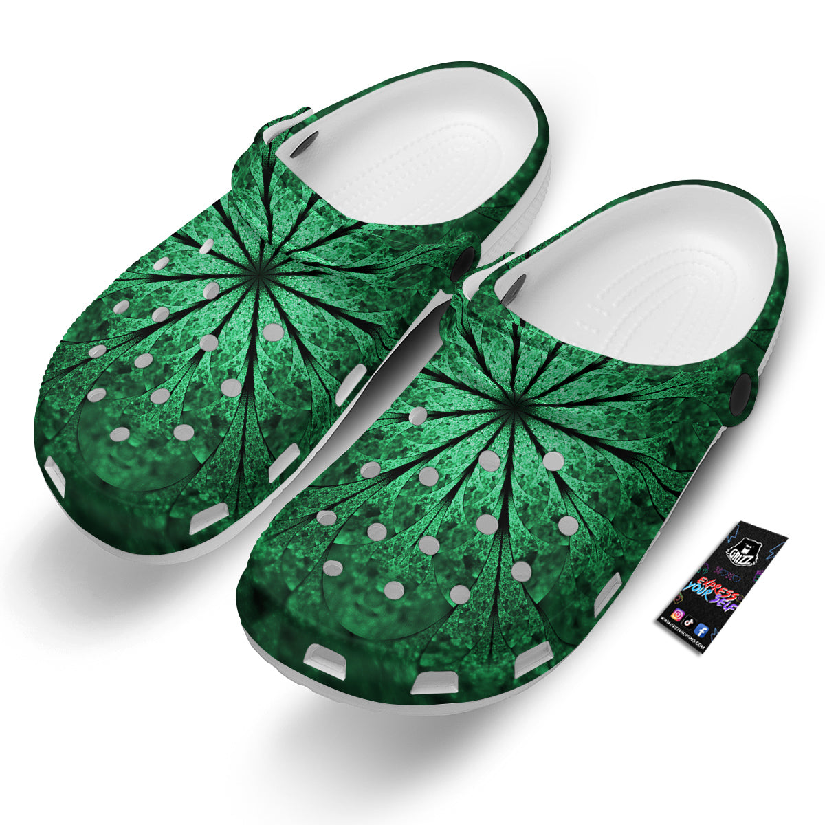 Kaleidoscope Dark Green Print Clog-grizzshop