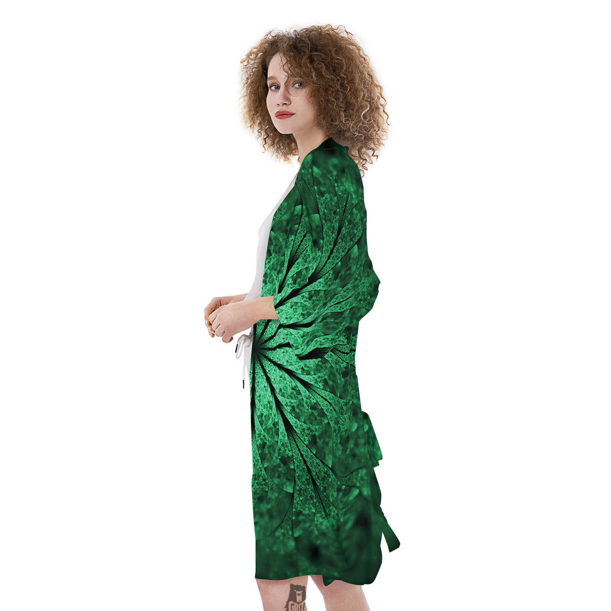 Kaleidoscope Dark Green Print Kimono-grizzshop