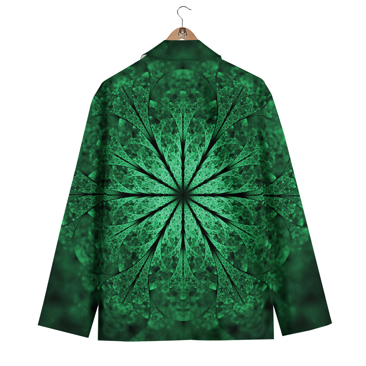 Kaleidoscope Dark Green Print Men's Blazer-grizzshop