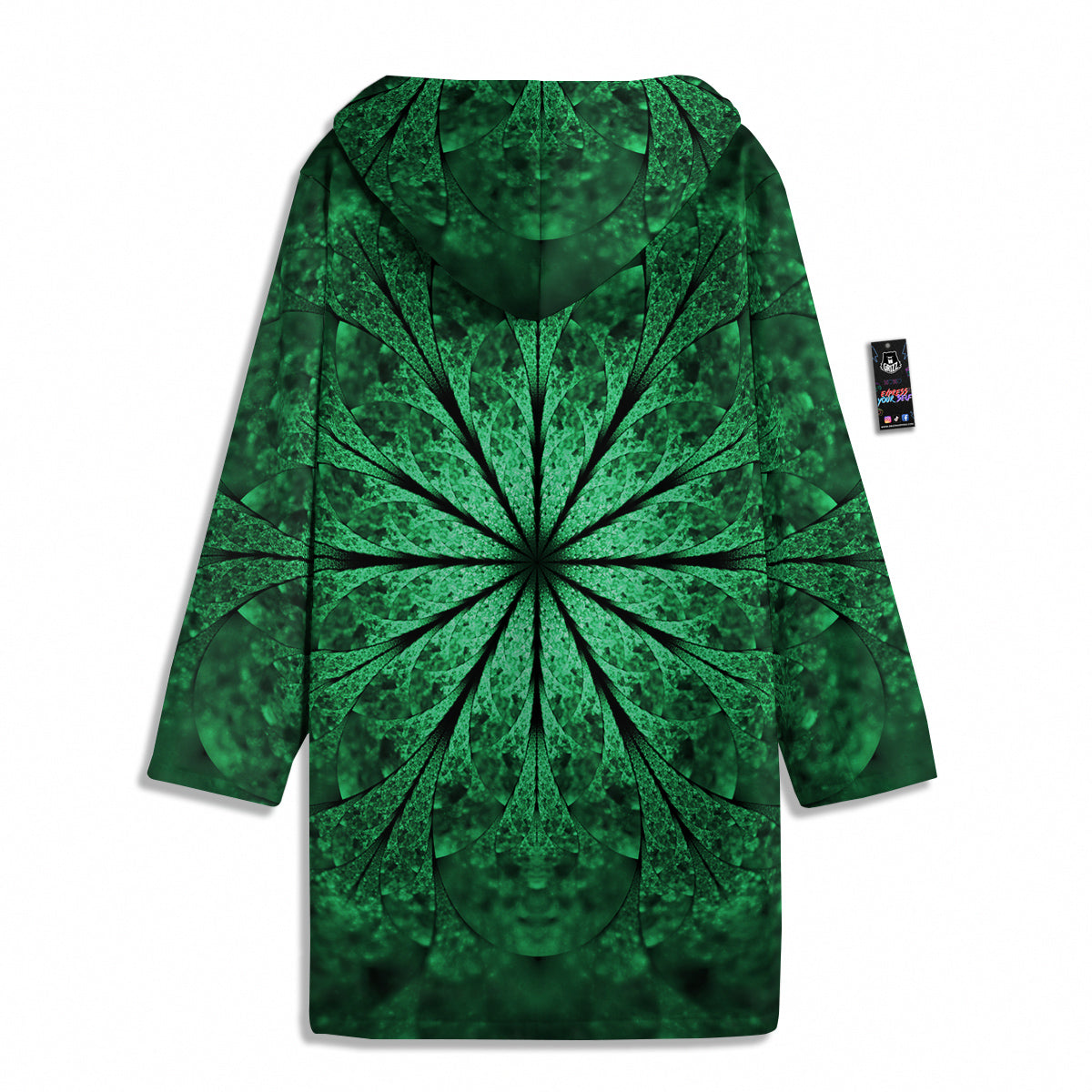 Kaleidoscope Dark Green Print Men's Windbreaker Jacket-grizzshop