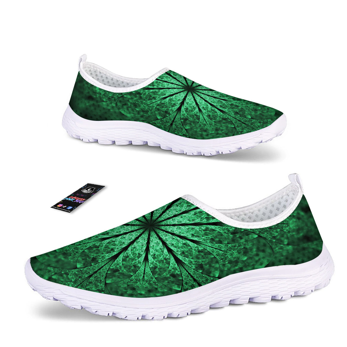 Kaleidoscope Dark Green Print Nurse Shoes-grizzshop