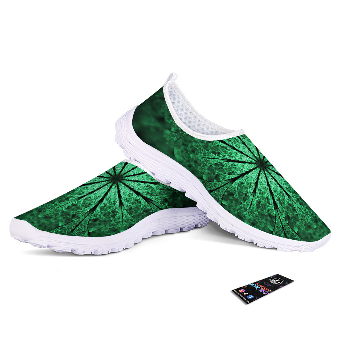 Kaleidoscope Dark Green Print Nurse Shoes-grizzshop