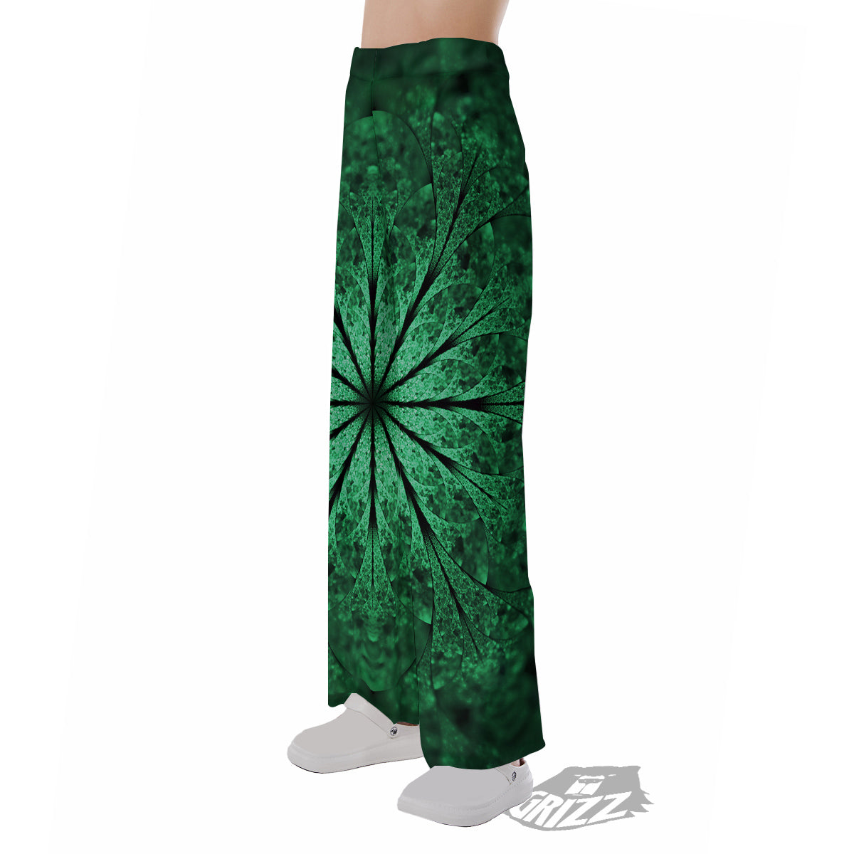 Kaleidoscope Dark Green Print Pajama Pants-grizzshop