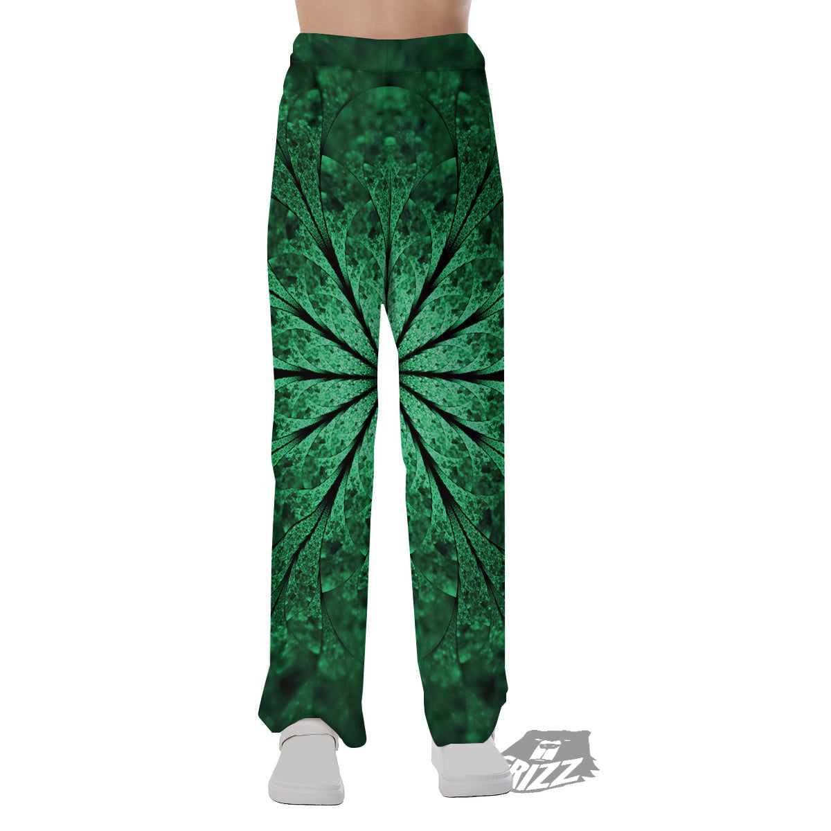 Kaleidoscope Dark Green Print Pajama Pants-grizzshop