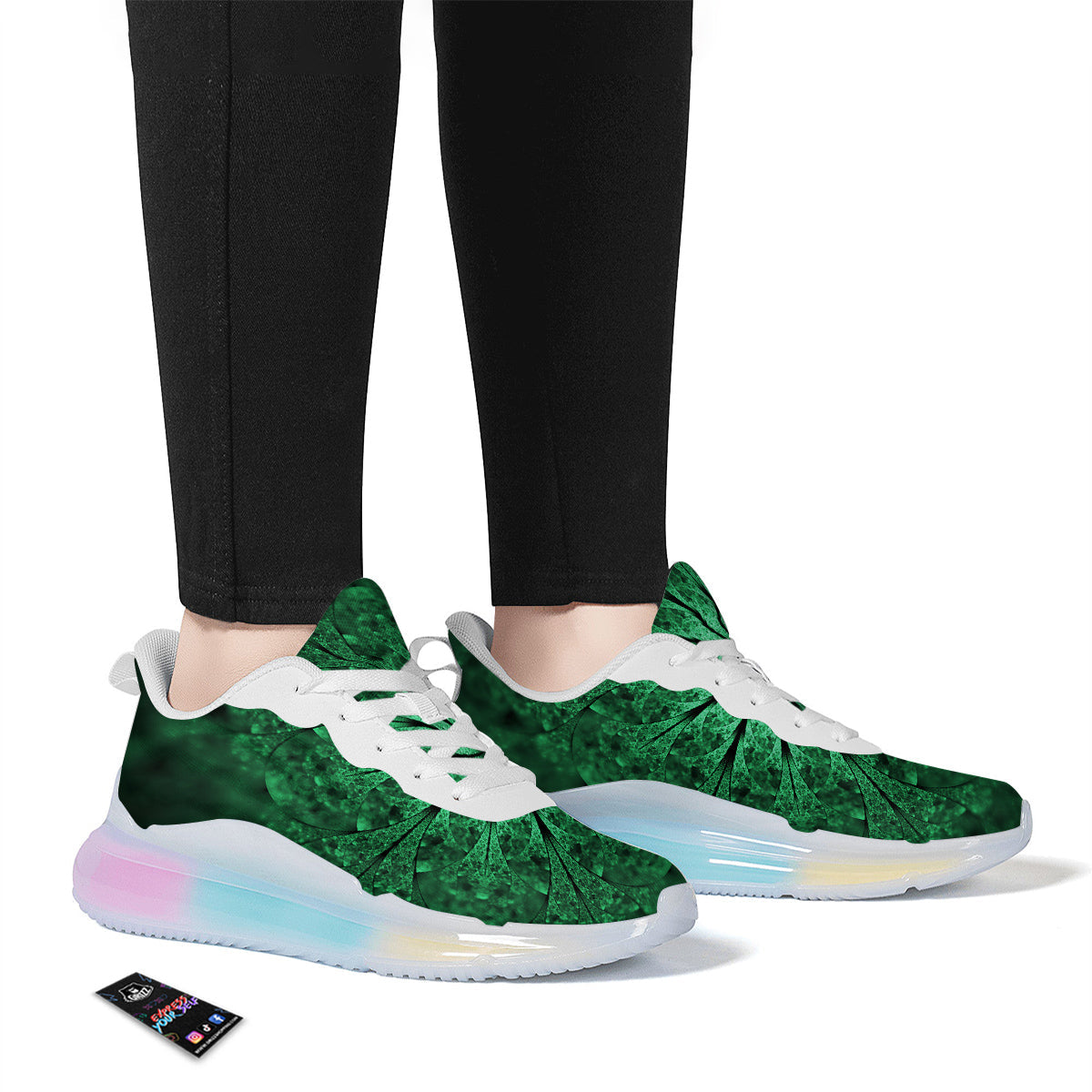 Kaleidoscope Dark Green Print Running Sneakers-grizzshop
