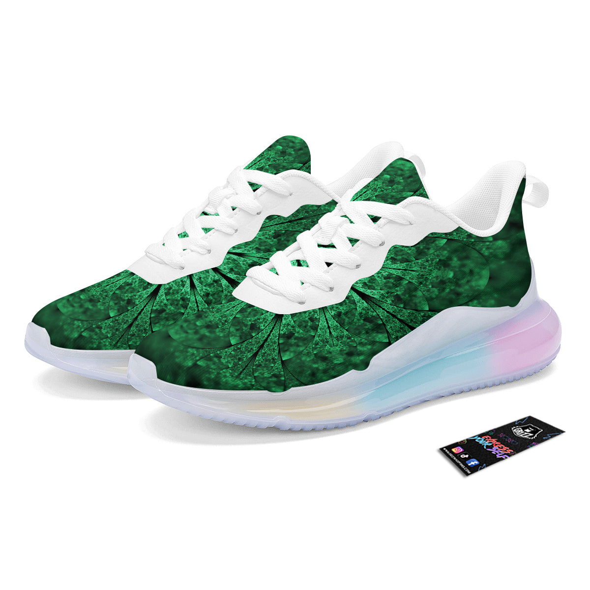 Kaleidoscope Dark Green Print Running Sneakers-grizzshop