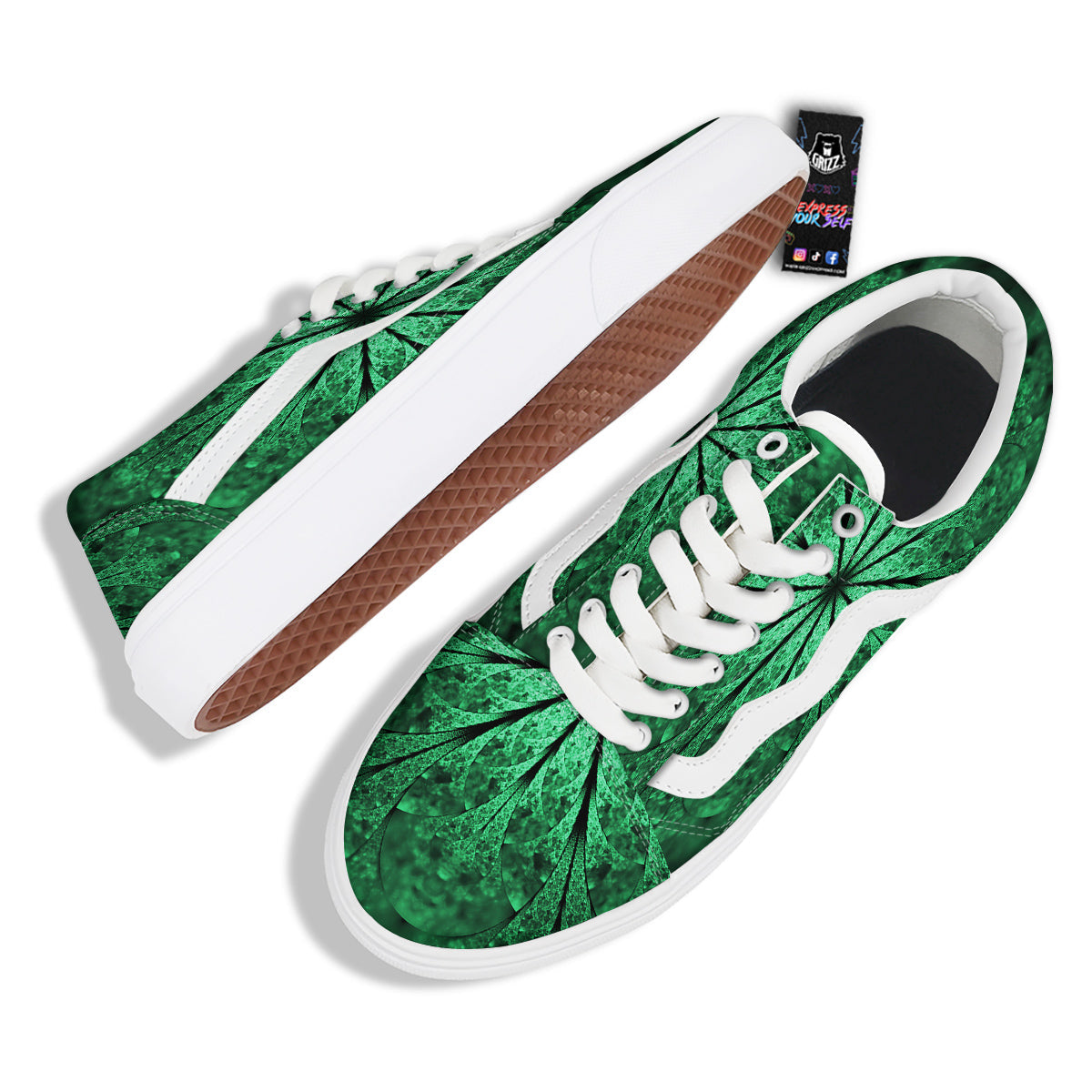 Kaleidoscope Dark Green Print Skate Shoes-grizzshop