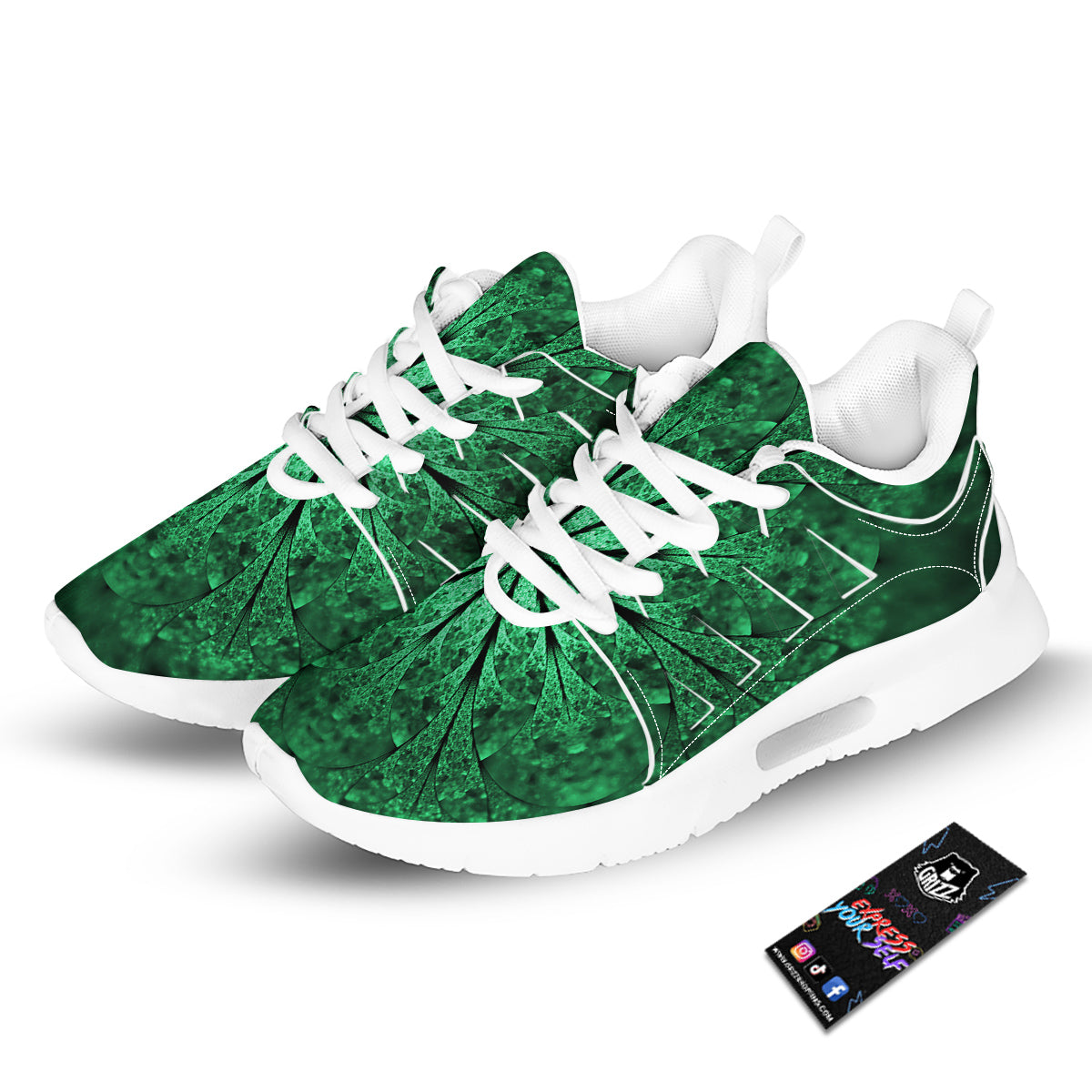 Kaleidoscope Dark Green Print Tennis Shoes-grizzshop