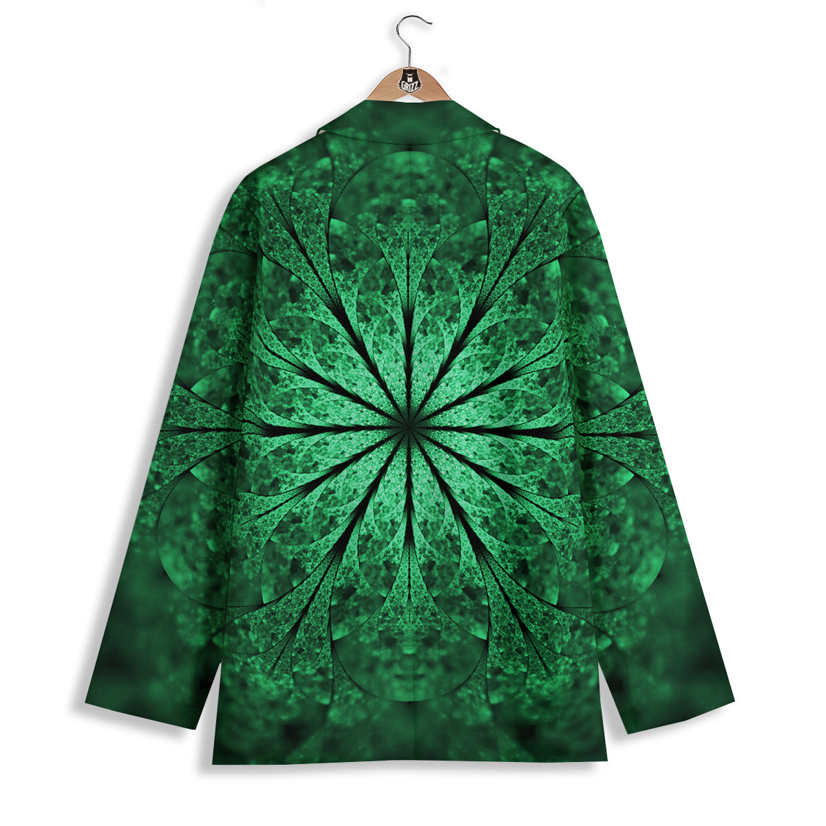 Kaleidoscope Dark Green Print Women's Blazer-grizzshop