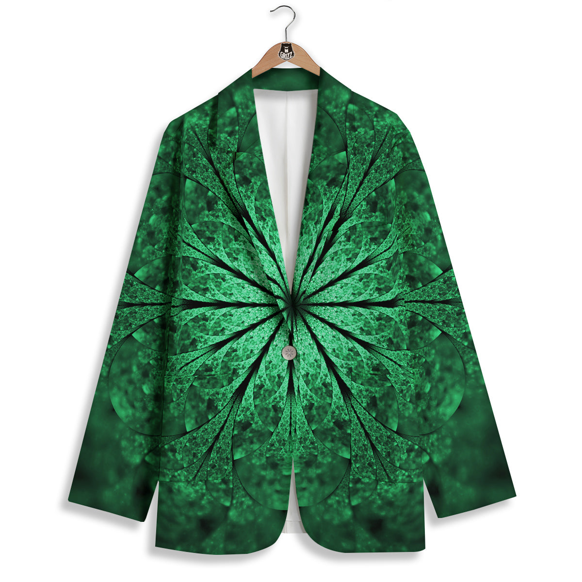 Kaleidoscope Dark Green Print Women's Blazer-grizzshop