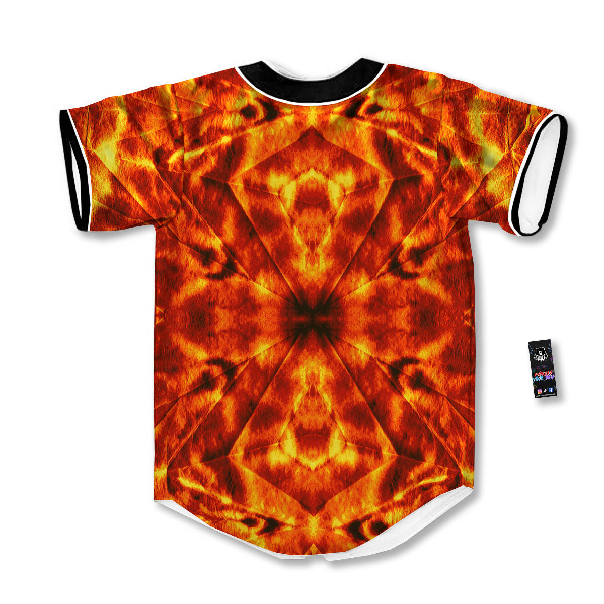 Kaleidoscope Flame Print Baseball Jersey-grizzshop