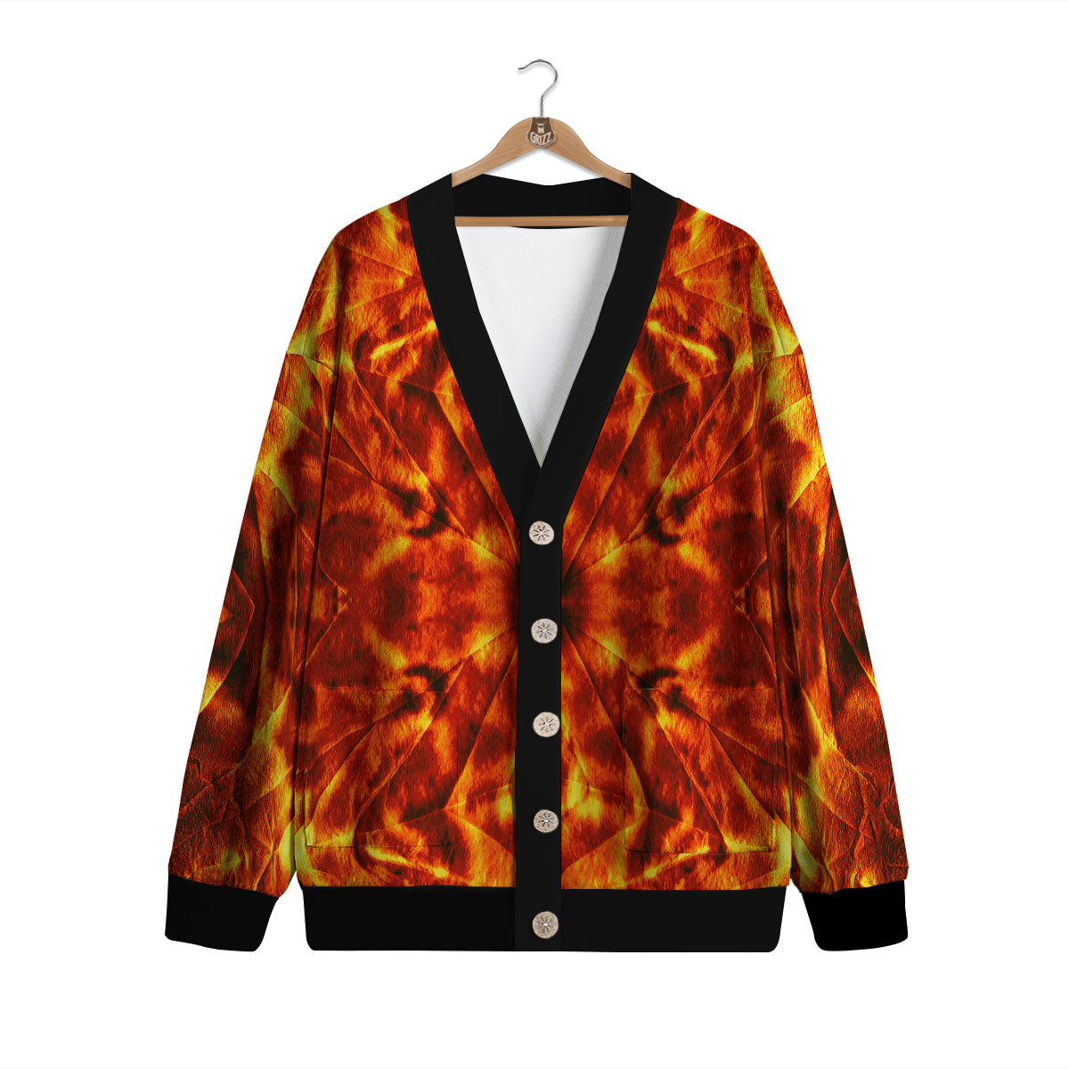Kaleidoscope Flame Print Cardigan-grizzshop