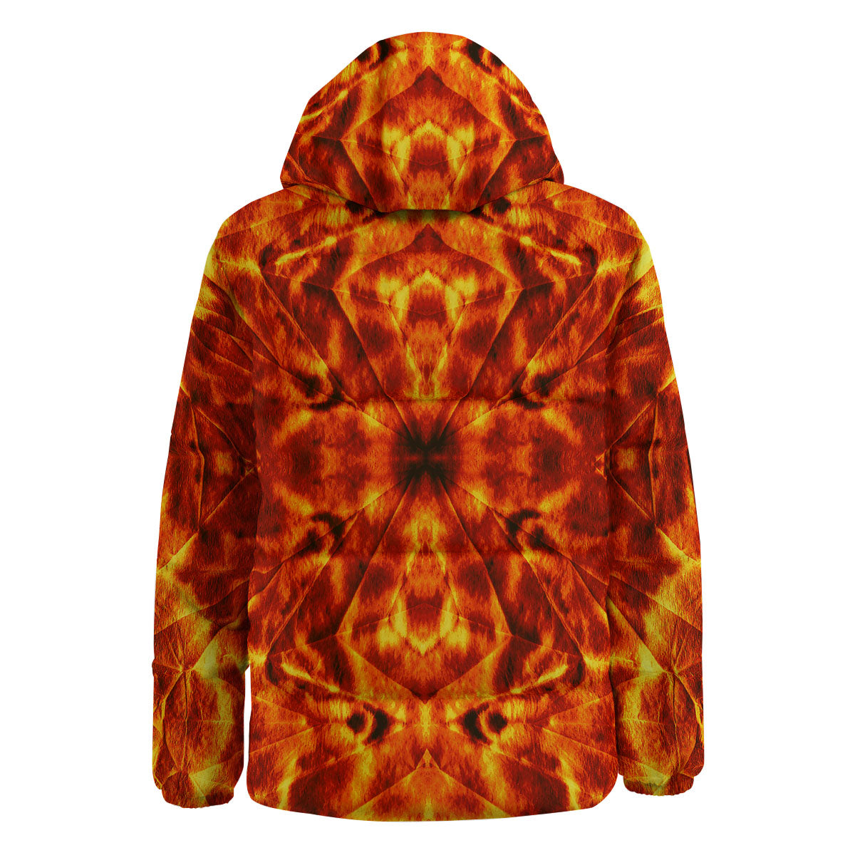 Kaleidoscope Flame Print Down Jacket-grizzshop