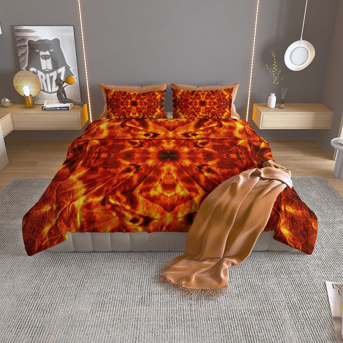 Kaleidoscope Flame Print Duvet Cover Bedding Set