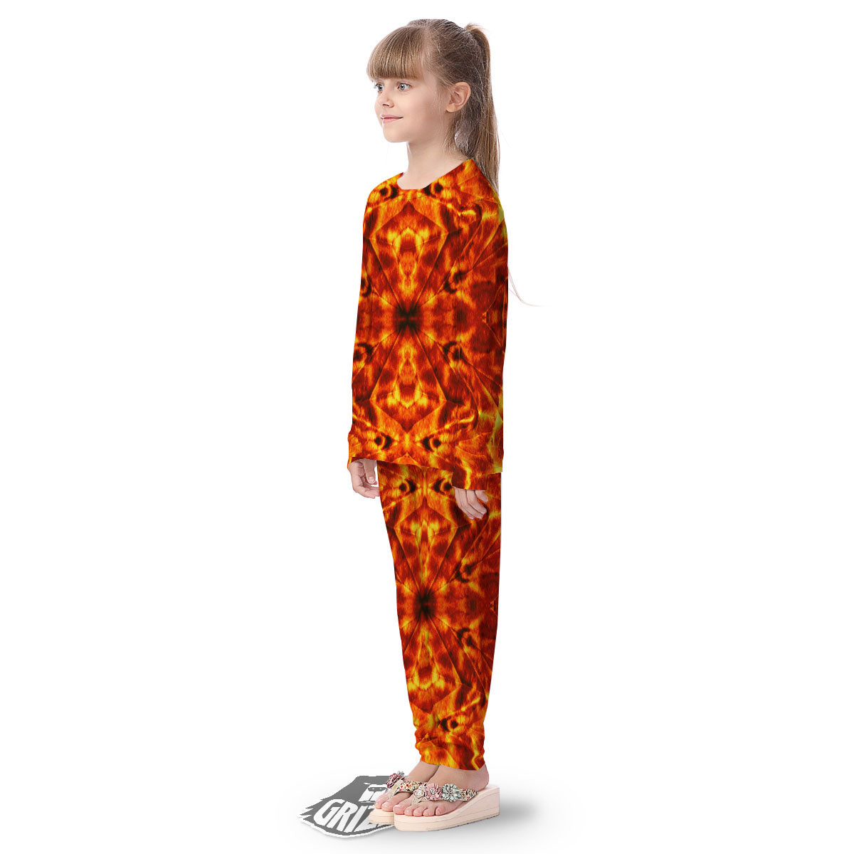 Kaleidoscope Flame Print Kid's Pajamas-grizzshop