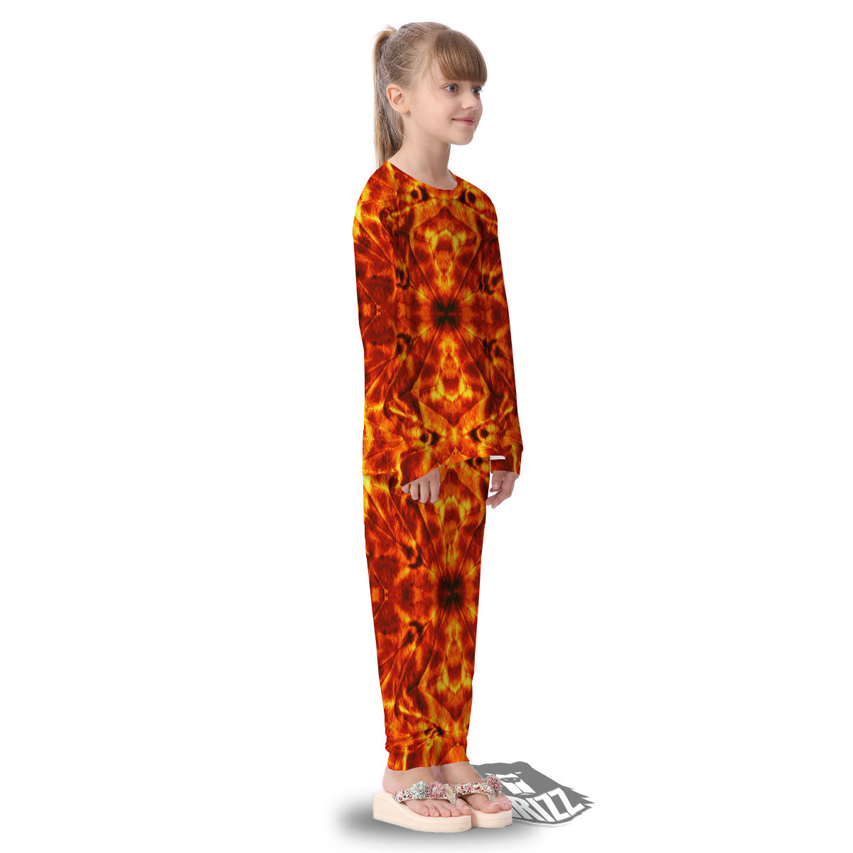 Kaleidoscope Flame Print Kid's Pajamas-grizzshop