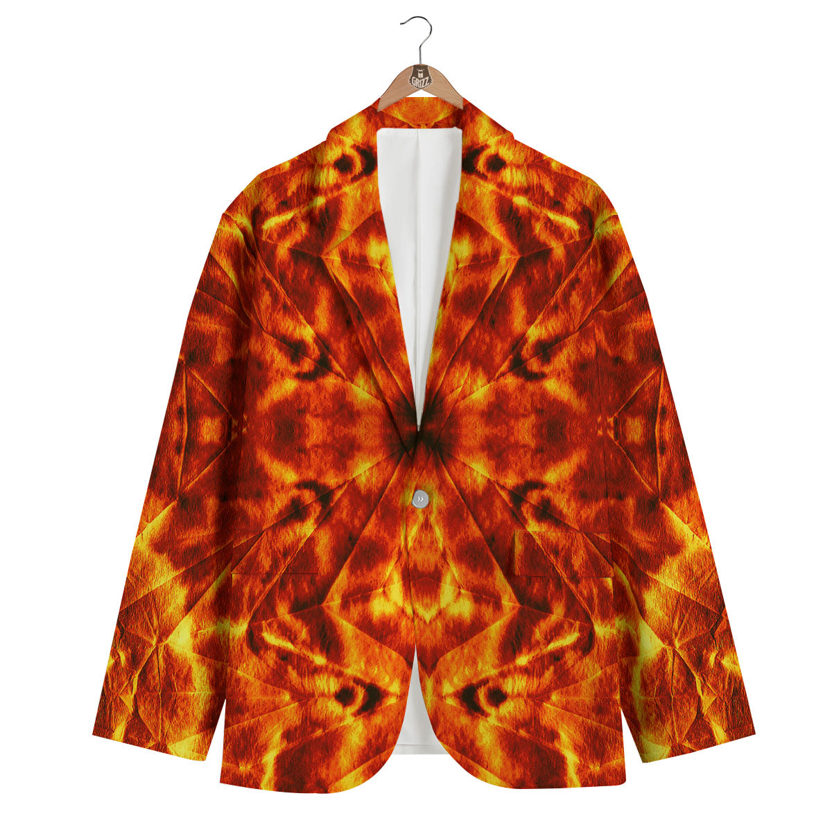 Kaleidoscope Flame Print Men's Blazer-grizzshop