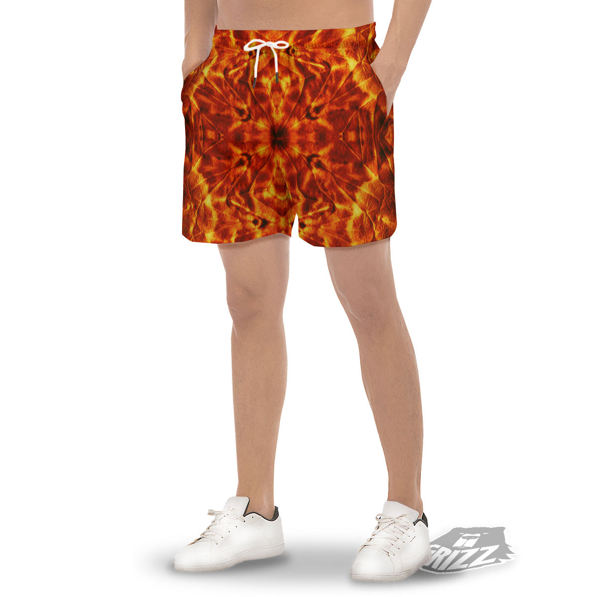 Kaleidoscope Flame Print Men's Gym Shorts-grizzshop