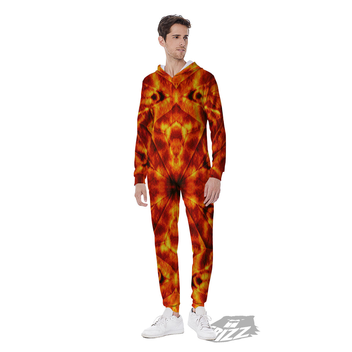Kaleidoscope Flame Print Men's Jumpsuit-grizzshop