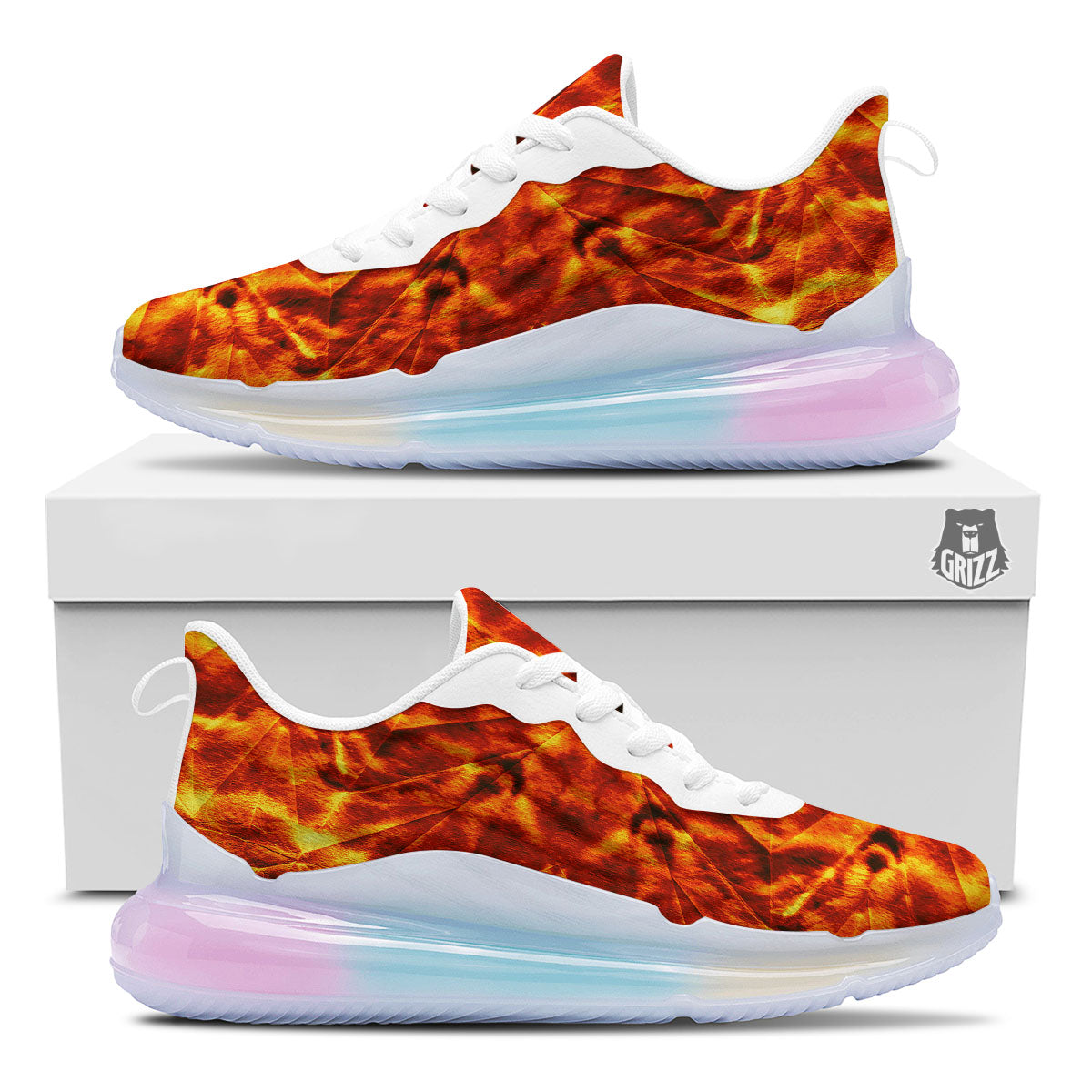 Kaleidoscope Flame Print Running Sneakers-grizzshop