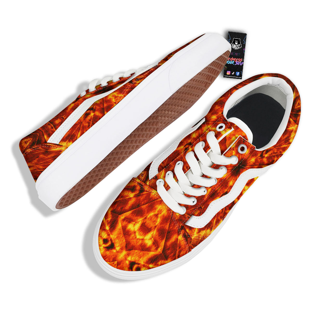 Kaleidoscope Flame Print Skate Shoes-grizzshop