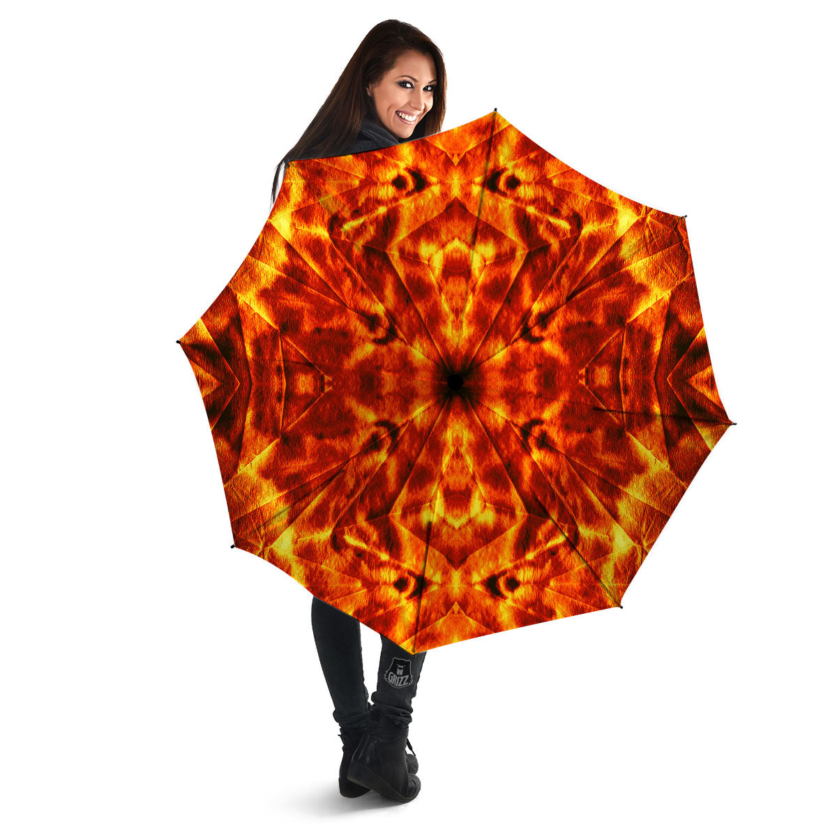Kaleidoscope Flame Print Umbrella-grizzshop