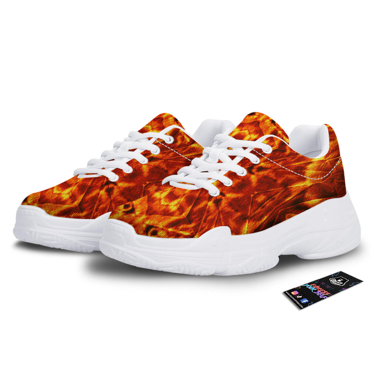 Kaleidoscope Flame Print White Chunky Shoes-grizzshop