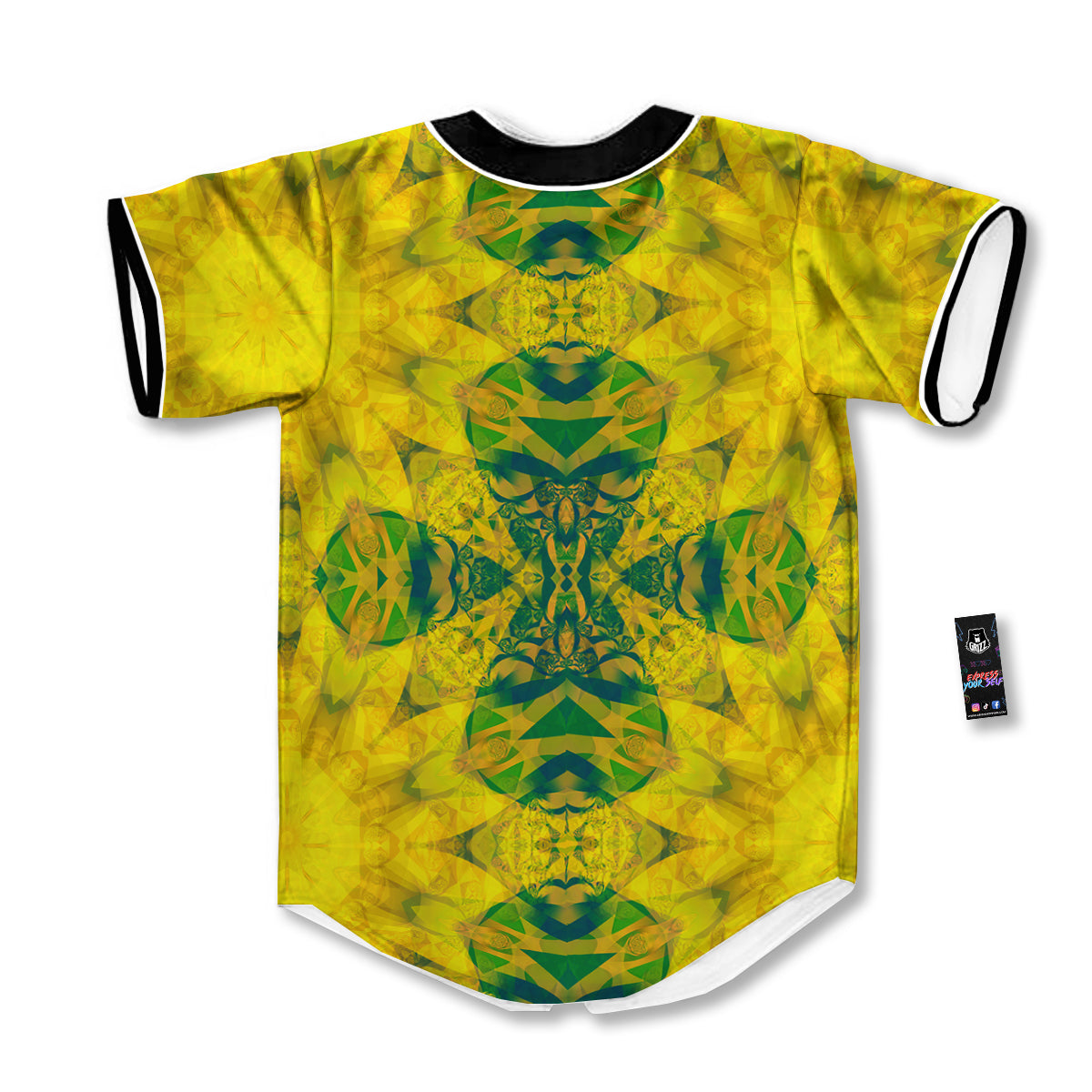 Kaleidoscope Flower Yellow Print Pattern Baseball Jersey-grizzshop