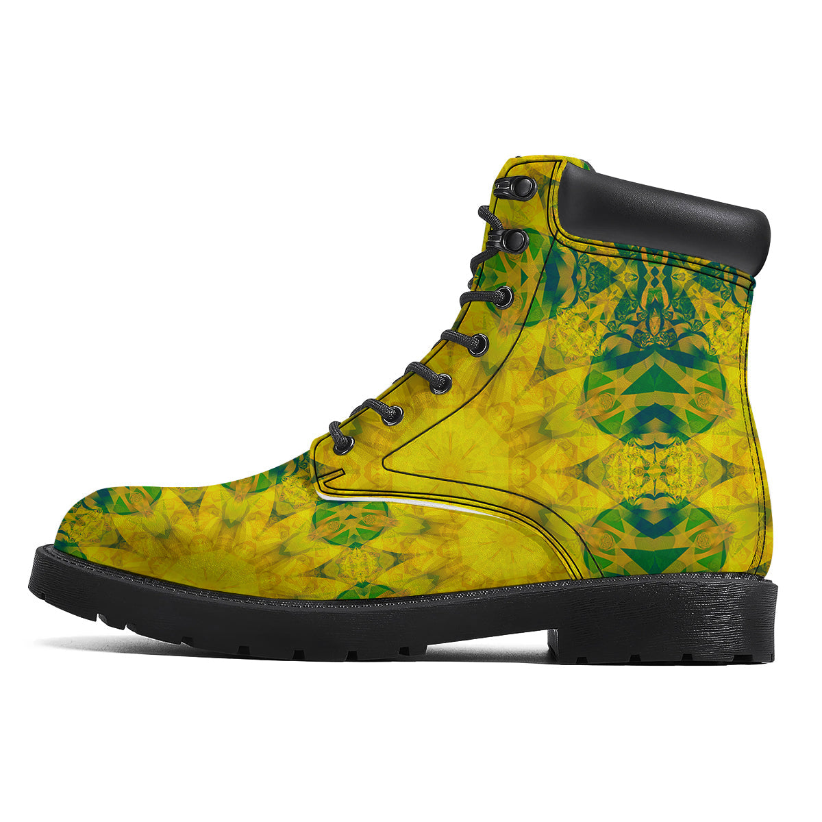 Kaleidoscope Flower Yellow Print Pattern Boots-grizzshop