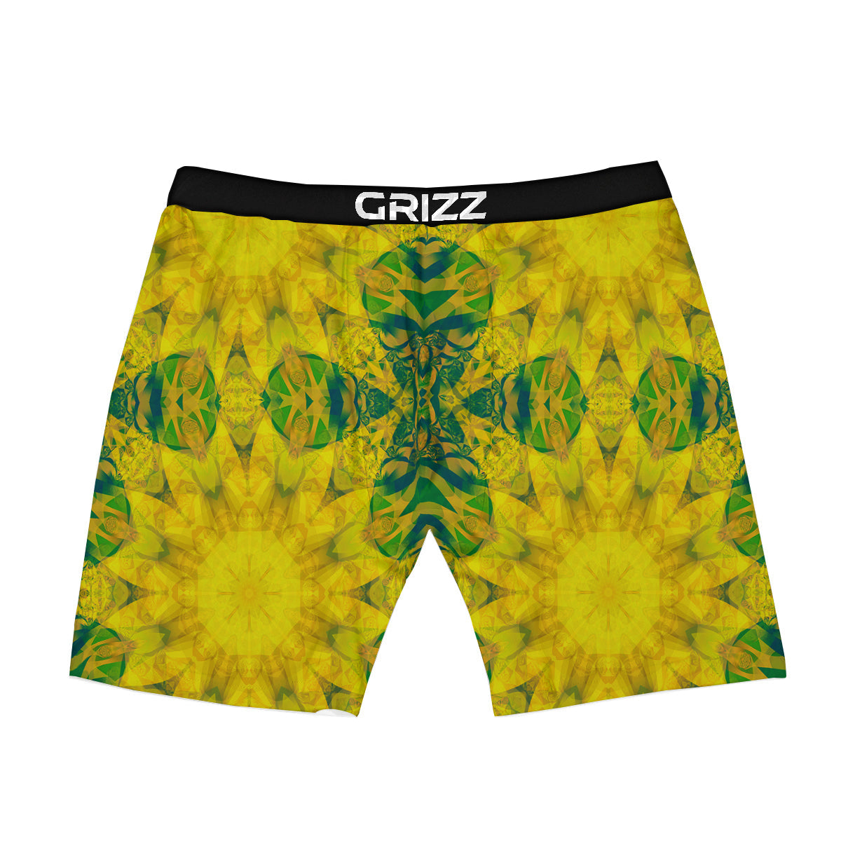 Kaleidoscope Flower Yellow Print Pattern Boxer Briefs-grizzshop
