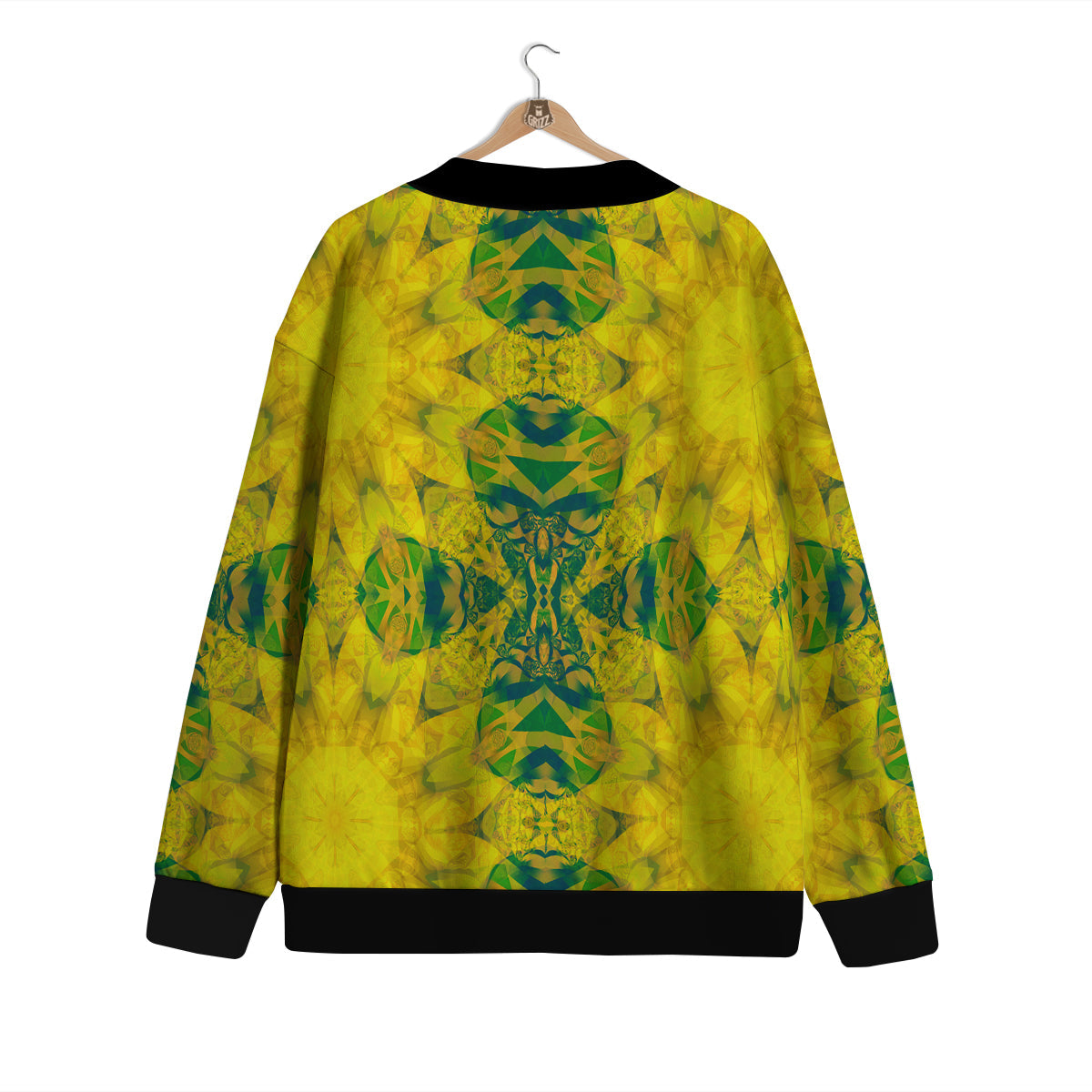 Kaleidoscope Flower Yellow Print Pattern Cardigan-grizzshop