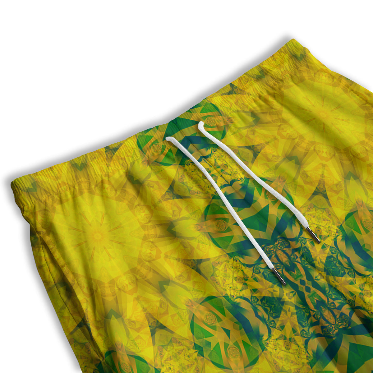 Kaleidoscope Flower Yellow Print Pattern Men's Athletic Shorts