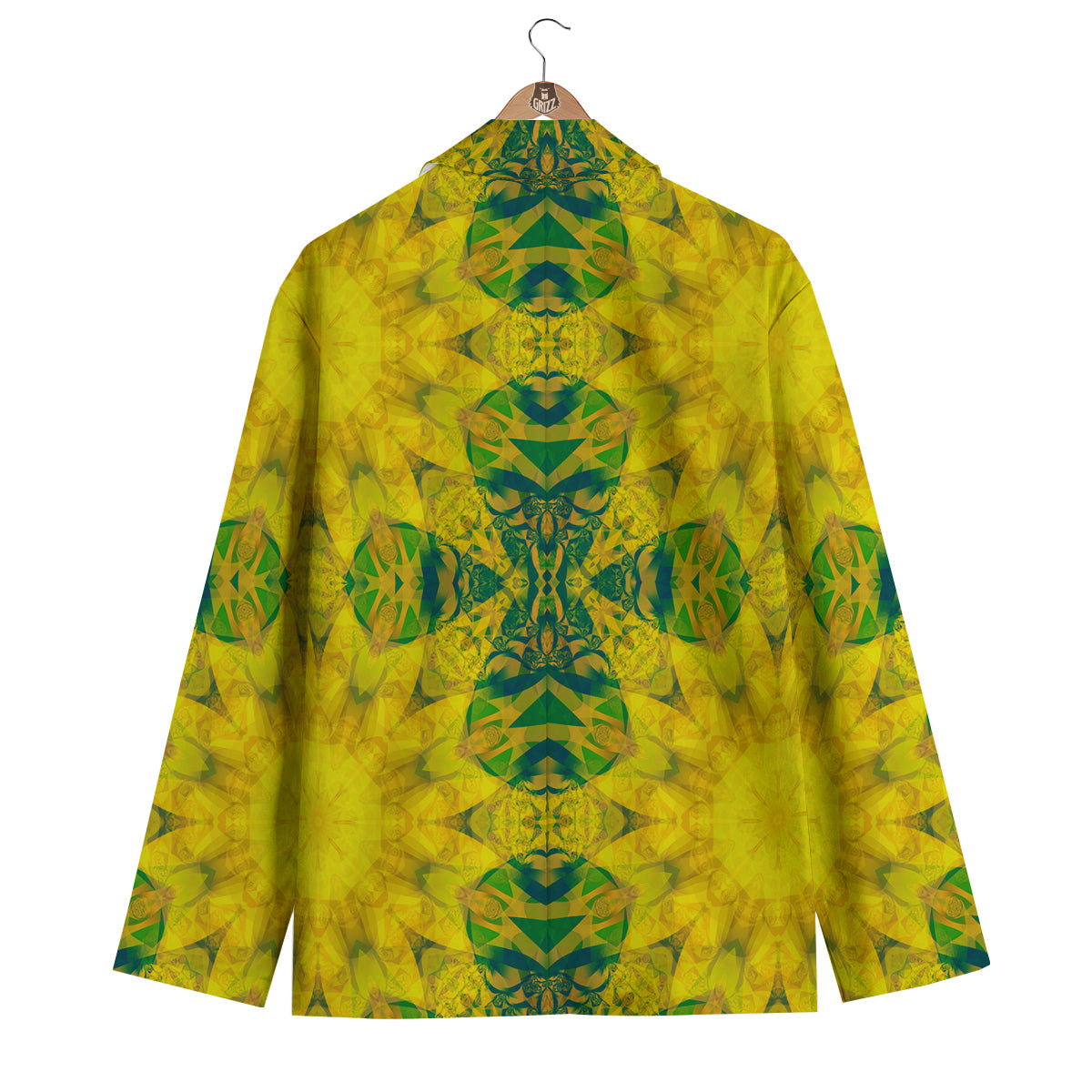 Kaleidoscope Flower Yellow Print Pattern Men's Blazer-grizzshop