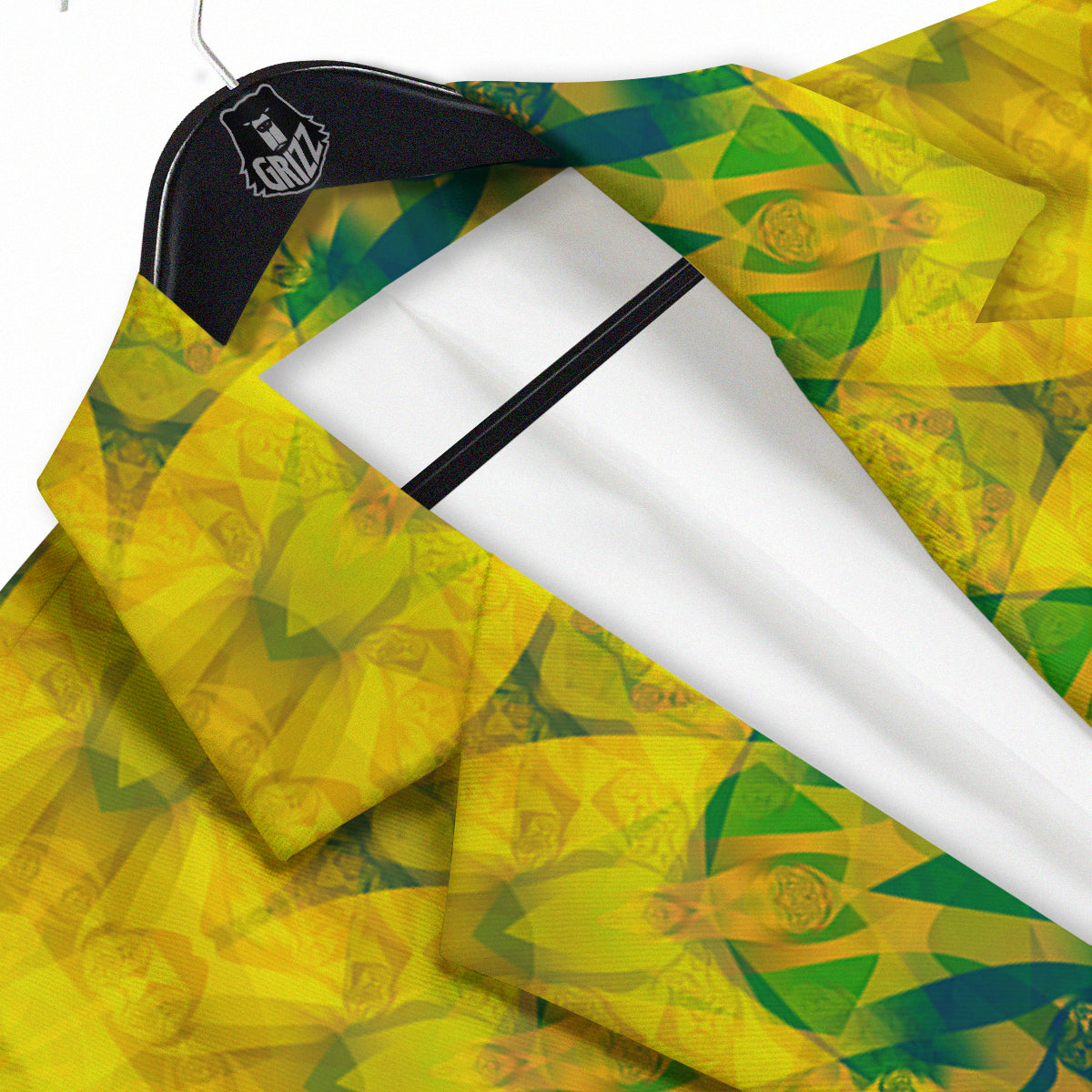 Kaleidoscope Flower Yellow Print Pattern Men's Sport Coat-grizzshop