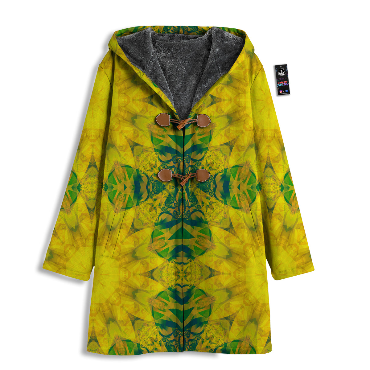 Kaleidoscope Flower Yellow Print Pattern Men's Windbreaker Jacket-grizzshop
