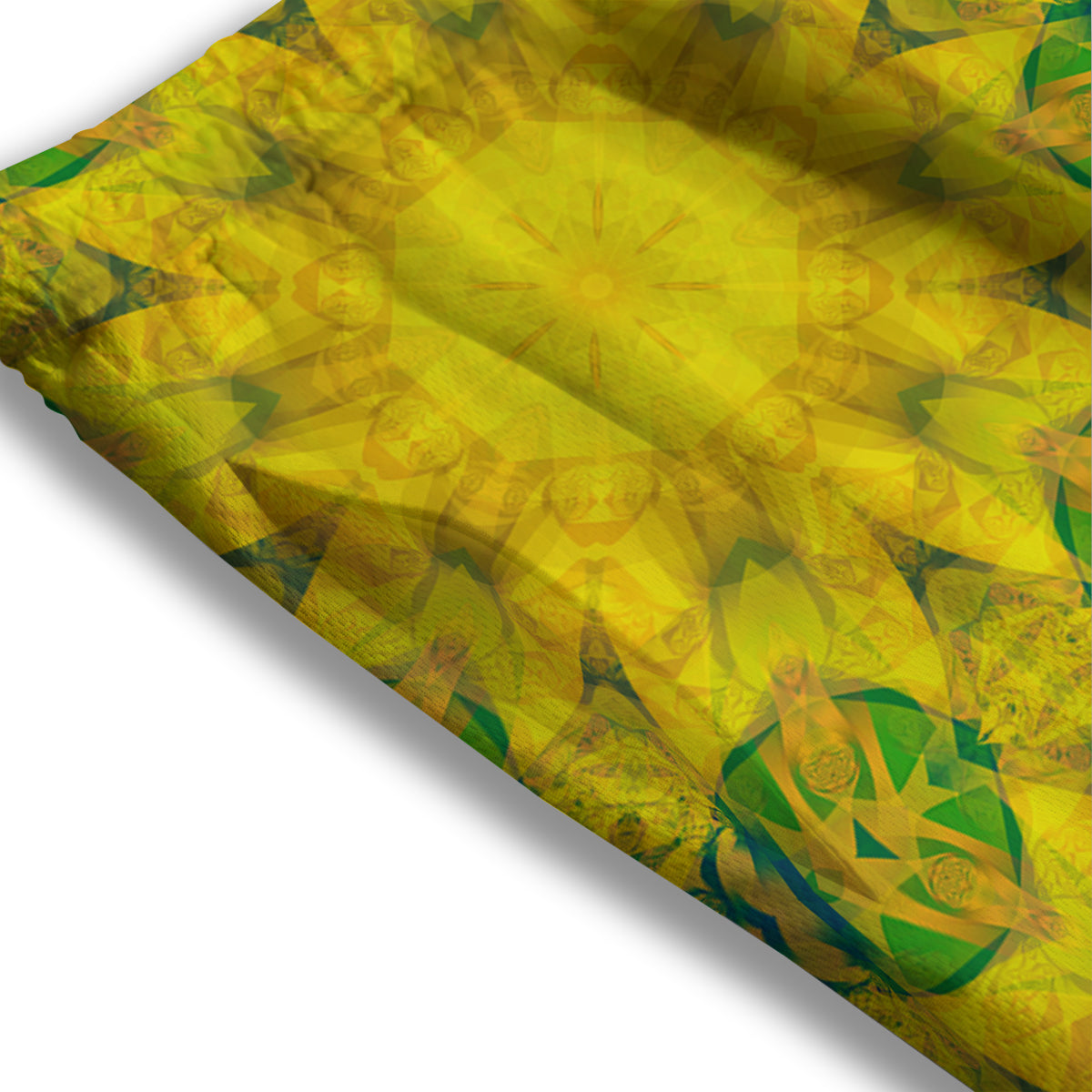 Kaleidoscope Flower Yellow Print Pattern Mesh Shorts