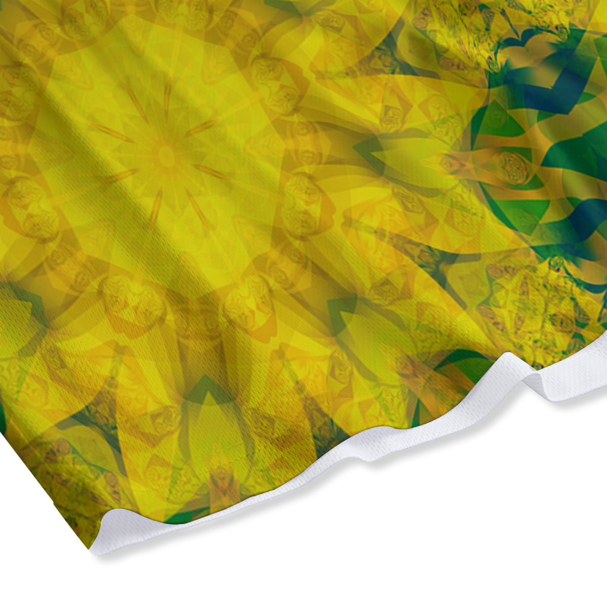 Kaleidoscope Flower Yellow Print Pattern Mesh Shorts