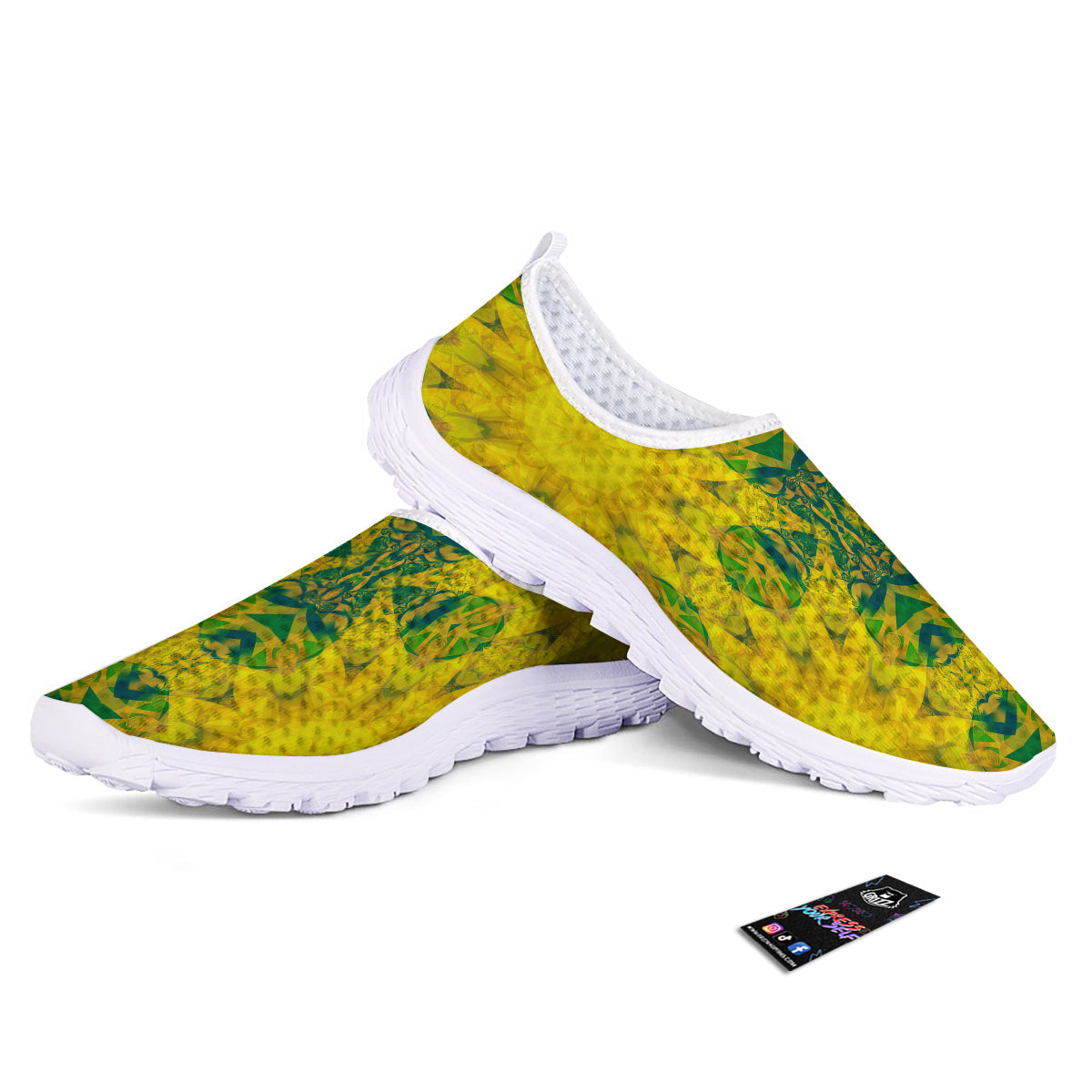Kaleidoscope Flower Yellow Print Pattern Nurse Shoes-grizzshop