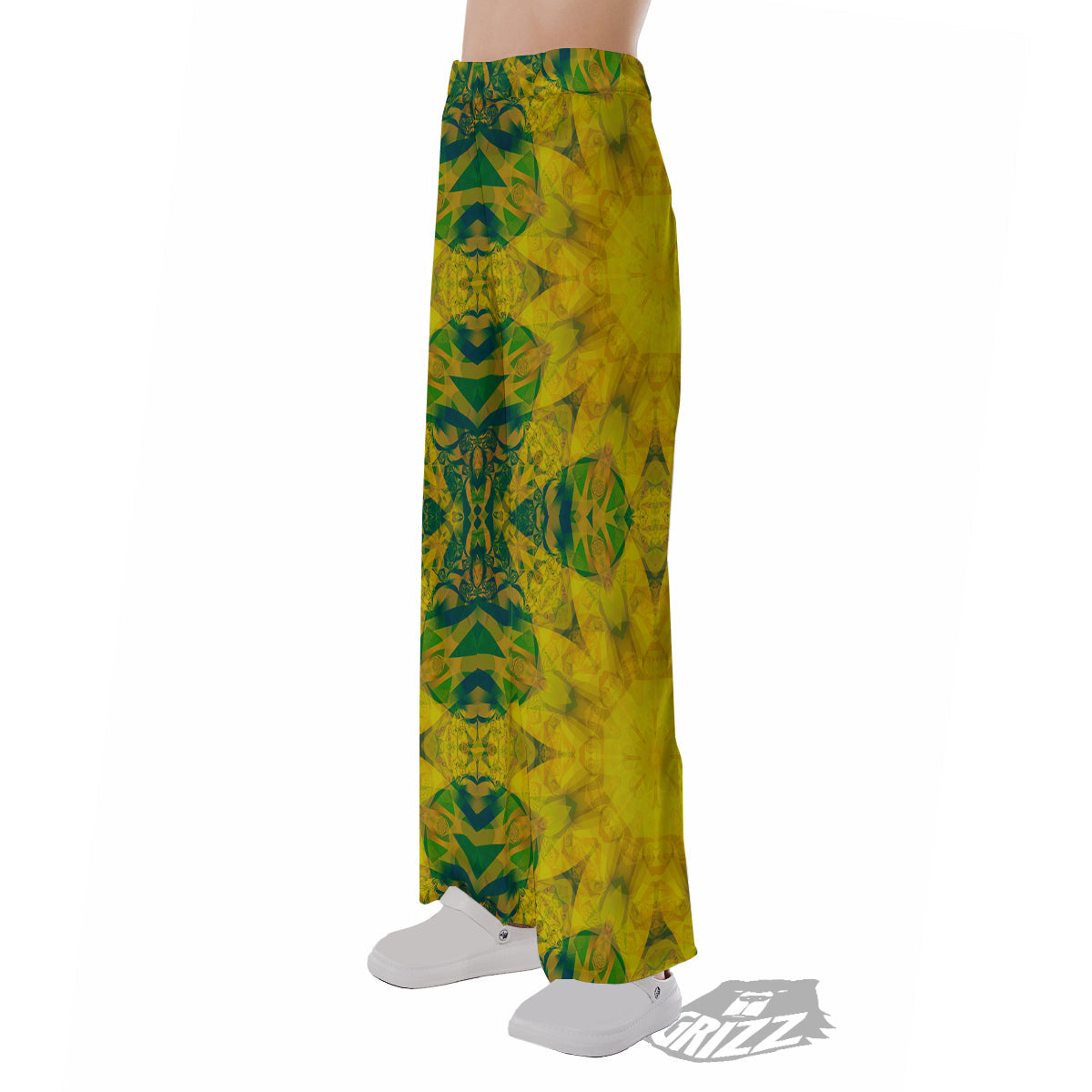Kaleidoscope Flower Yellow Print Pattern Pajama Pants-grizzshop