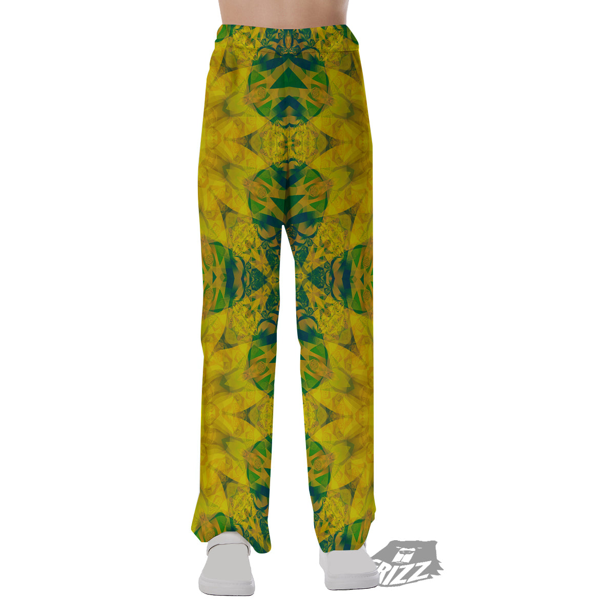 Kaleidoscope Flower Yellow Print Pattern Pajama Pants-grizzshop