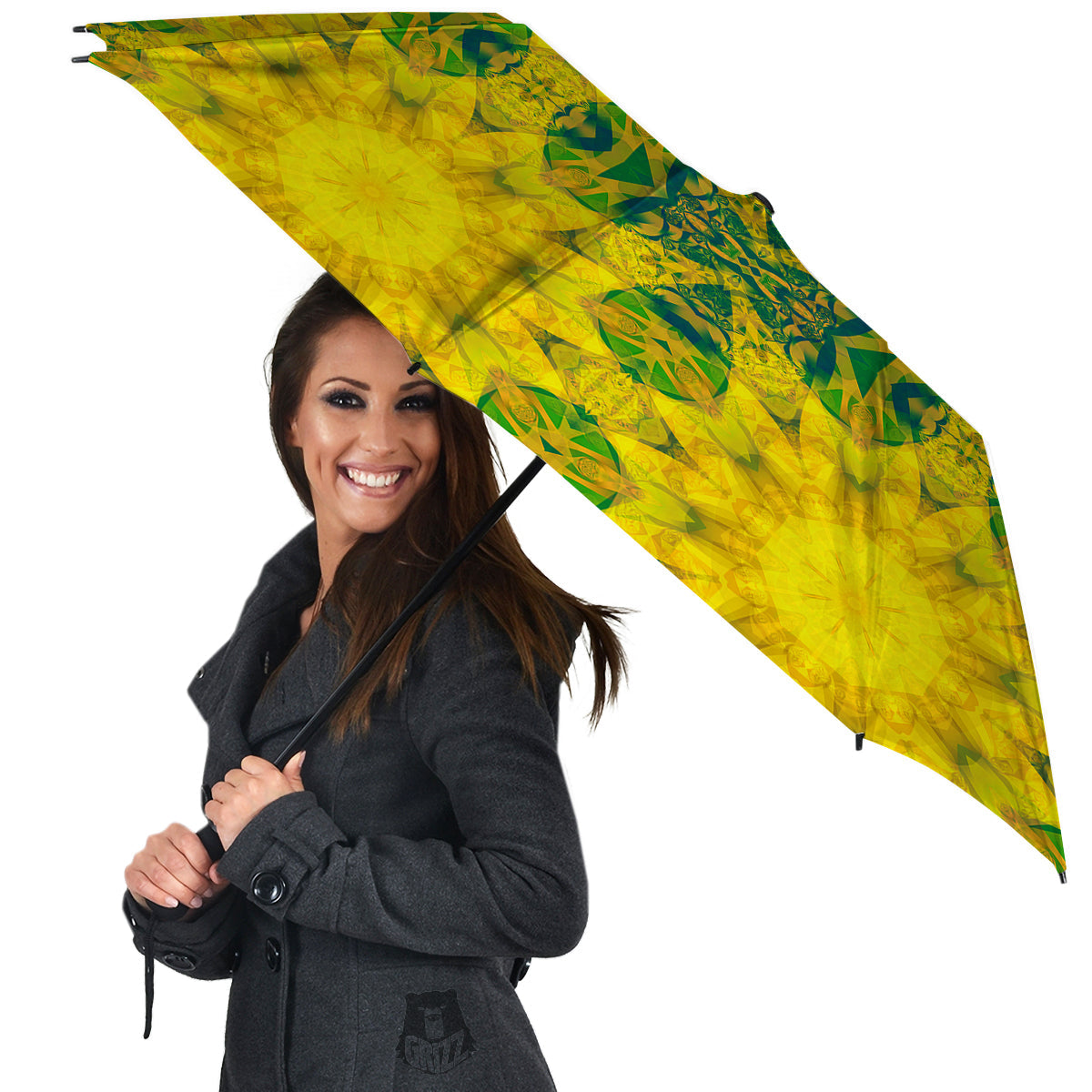 Kaleidoscope Flower Yellow Print Pattern Umbrella-grizzshop