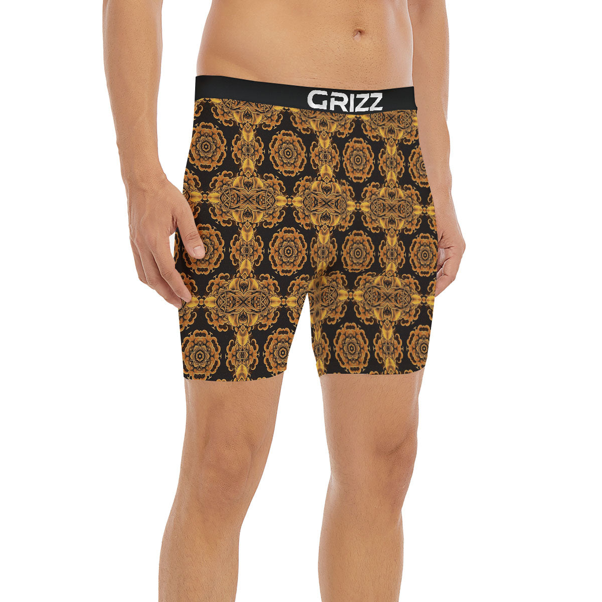 Kaleidoscope Gold Print Boxer Briefs-grizzshop