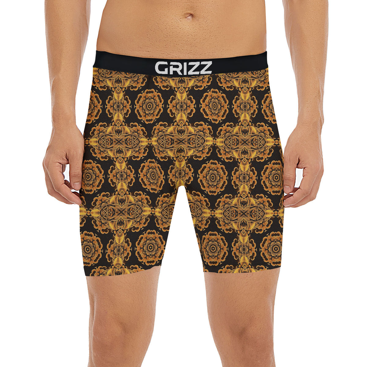 Kaleidoscope Gold Print Boxer Briefs-grizzshop