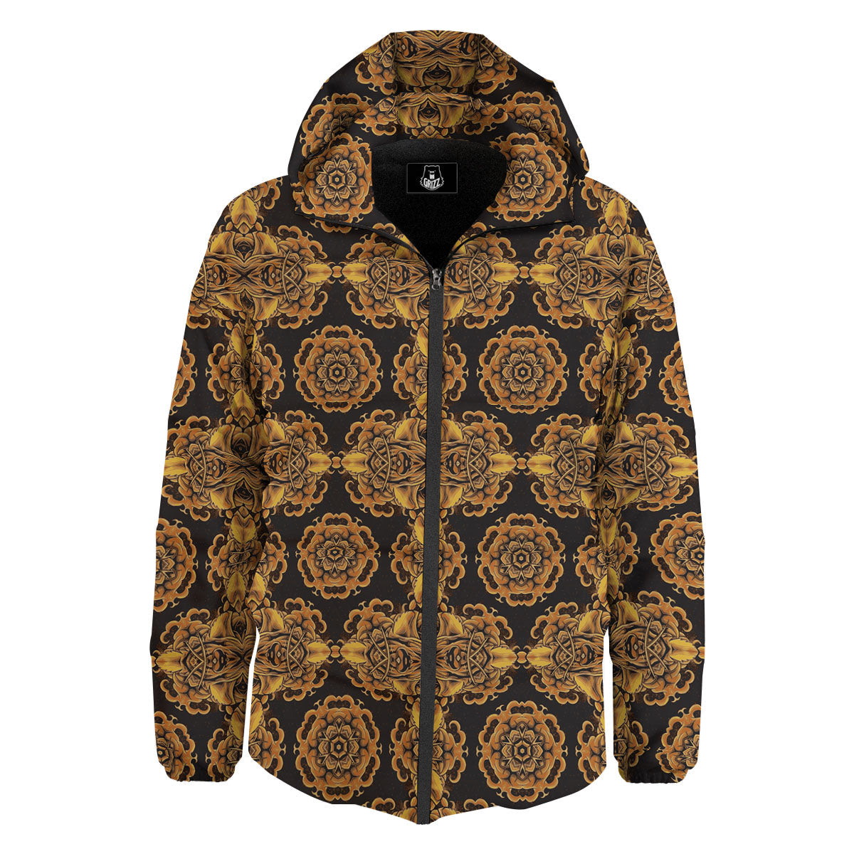 Kaleidoscope Gold Print Down Jacket-grizzshop
