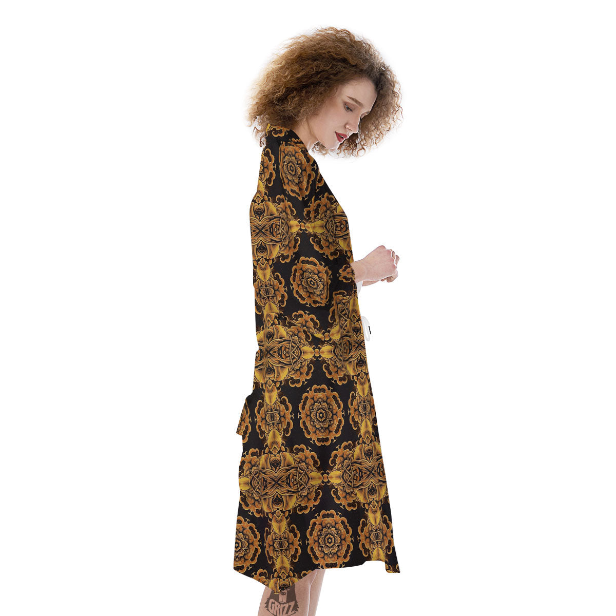 Kaleidoscope Gold Print Kimono-grizzshop
